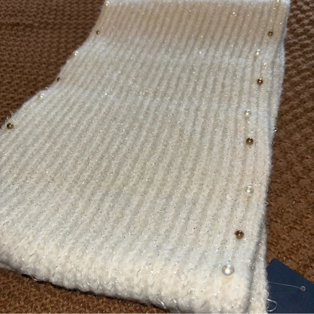 Crown & Ivy Ivory Pearl Knit Infinity Circle Scarf Women’s One Size NWT